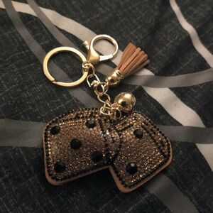 Brown and Gold Dice Keychain